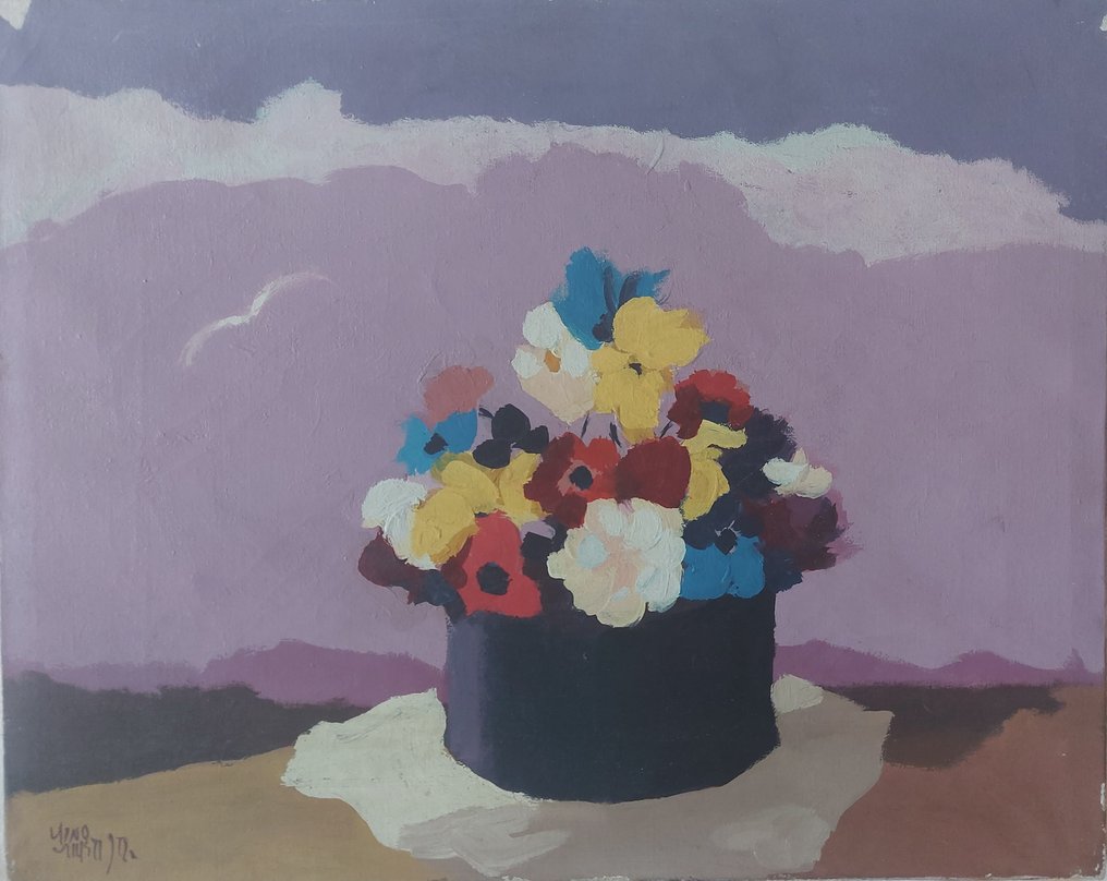 Gino Giusti (1937–2019) - Fiori e gabbiano #1.0