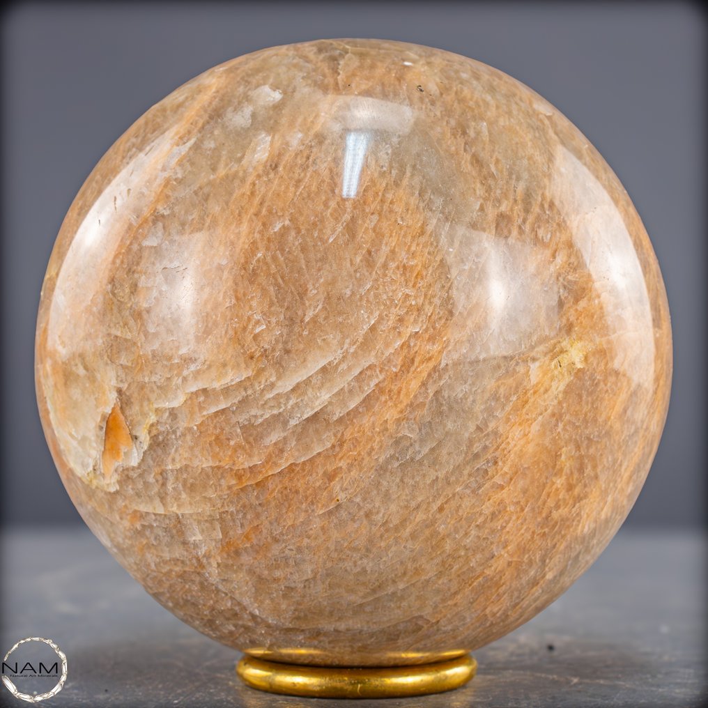 Sphère en pierre de lune pêche naturelle avec une allure chaleureuse et soyeuse- 1779.85 g #1.0