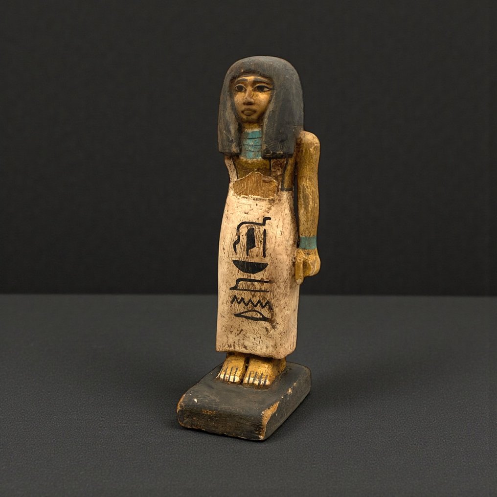 Replica of ancient Egyptian Wooden Worshipper Female Statue with Hieroglyphics  (No reserve price) #2.1