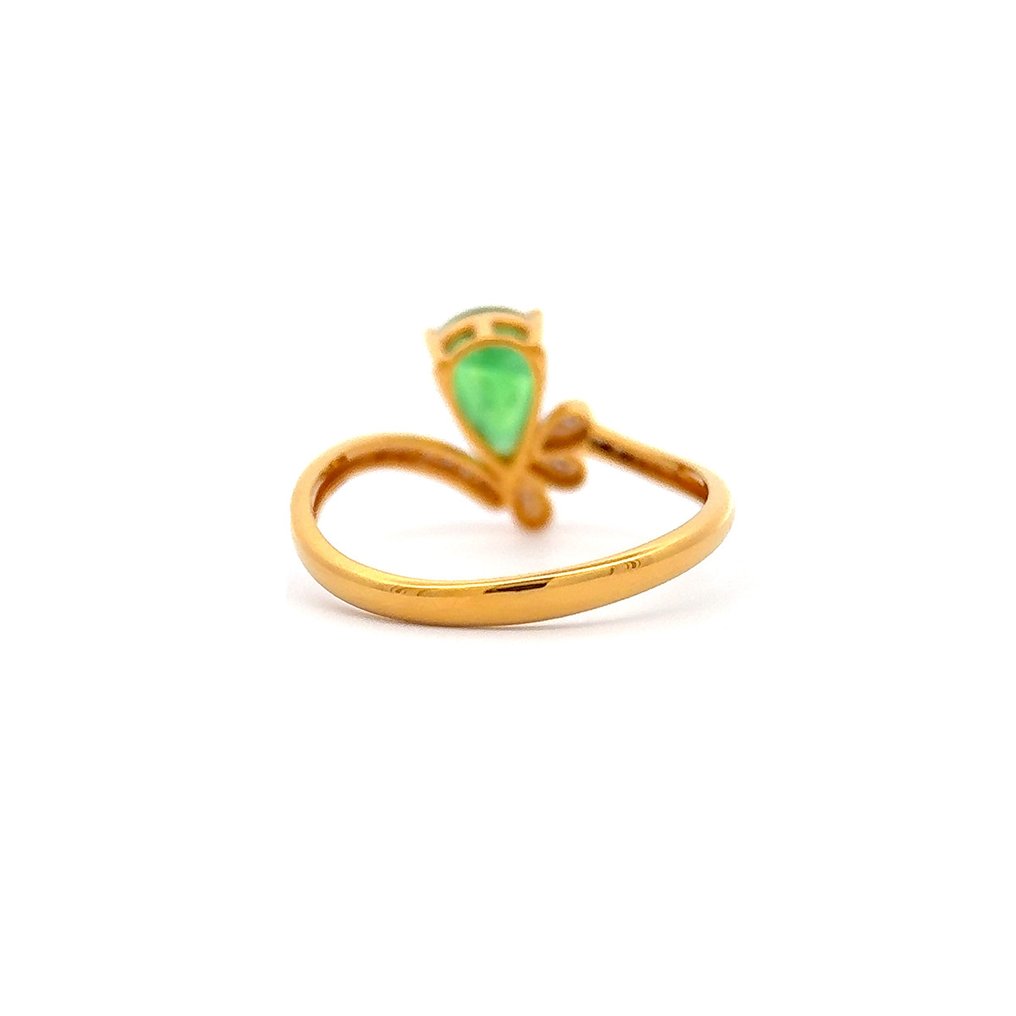Ring - 14 kt. Yellow gold -  1.10ct. tw. Tsavorite - Diamond #3.2