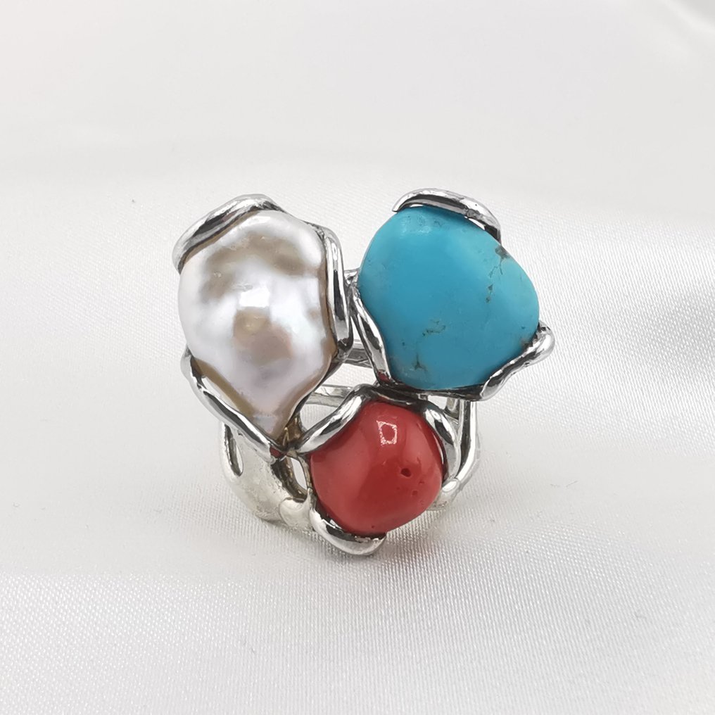 Coral - Argento 925 - Ring - Italian craftsmanship #1.0
