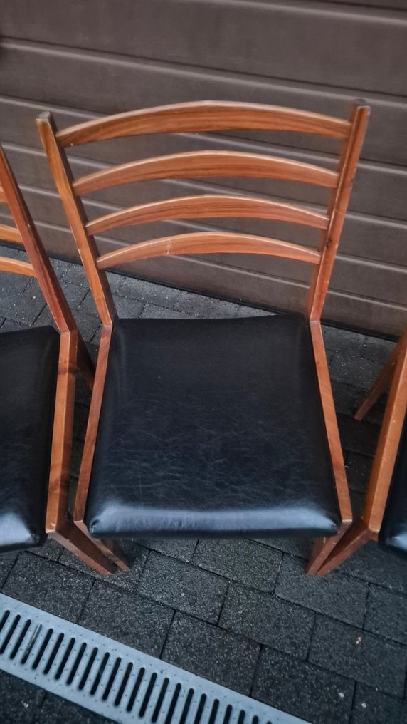 Καρέκλα - Ξύλο, Δέρμα - Πέντε vintage καρέκλες #3.2