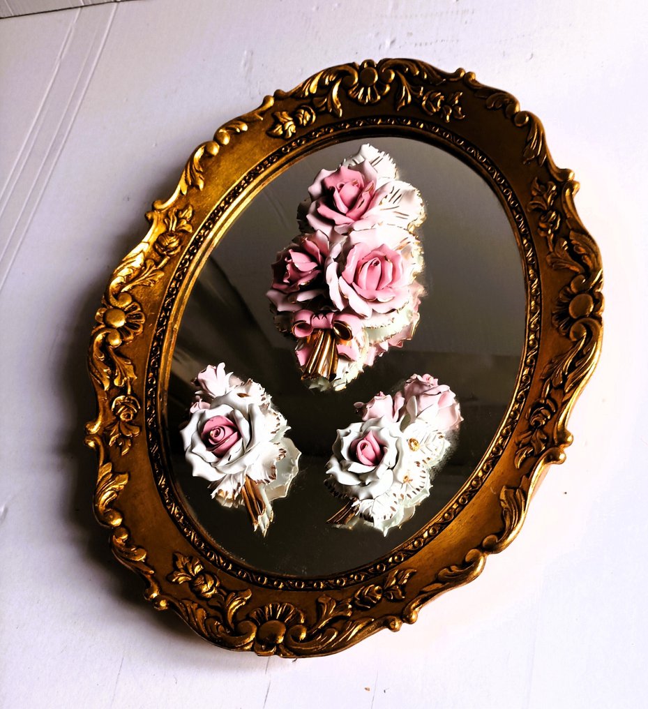 Καθρέφτης τοίχου- ξύλινο πλαίσιο  - Ξύλο, πορσελάνη και κρύσταλλο - Capodimonte #3.2