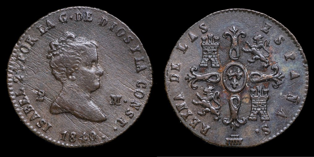 Spanien. Isabella 2.. 2 Maravedís Segovia 1840  (Ingen mindstepris) #1.0
