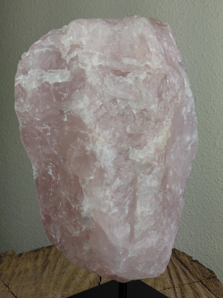 Grande pezzo XXL di quarzo rosa grezzo - su supporto in metallo - Altezza: 23 cm - Larghezza: 11 cm- 3.9 kg #1.0