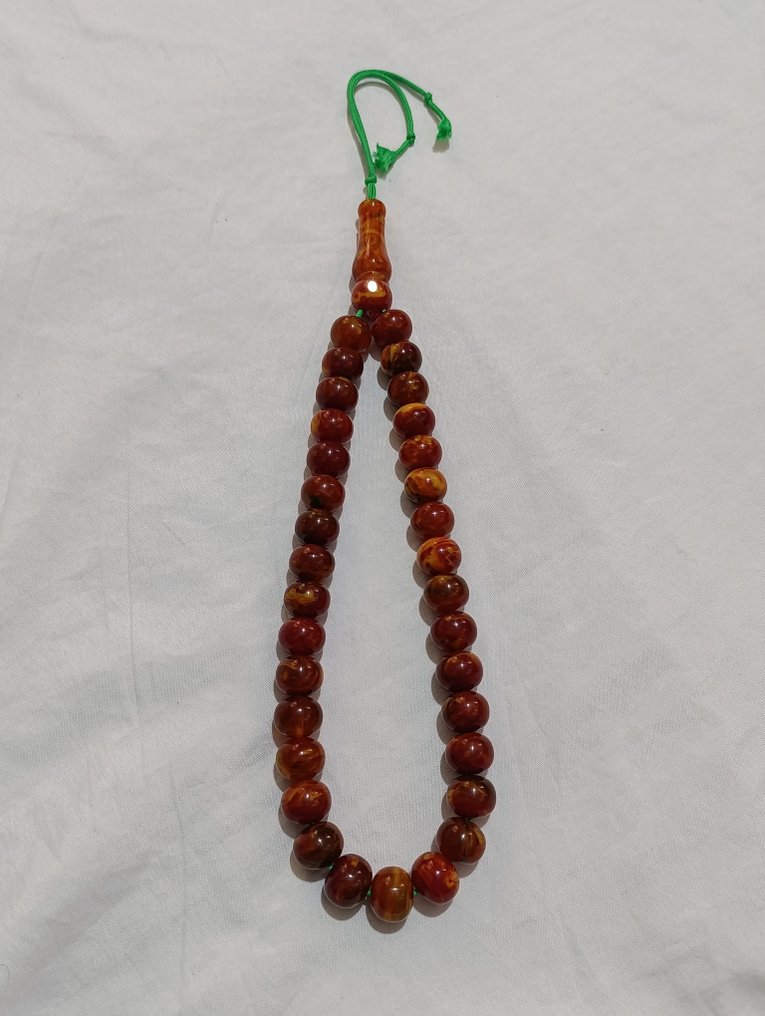  Rosenkrans - Rav - 1970-1980 - Sjældne bønneperler Rosenkrans  #1.0