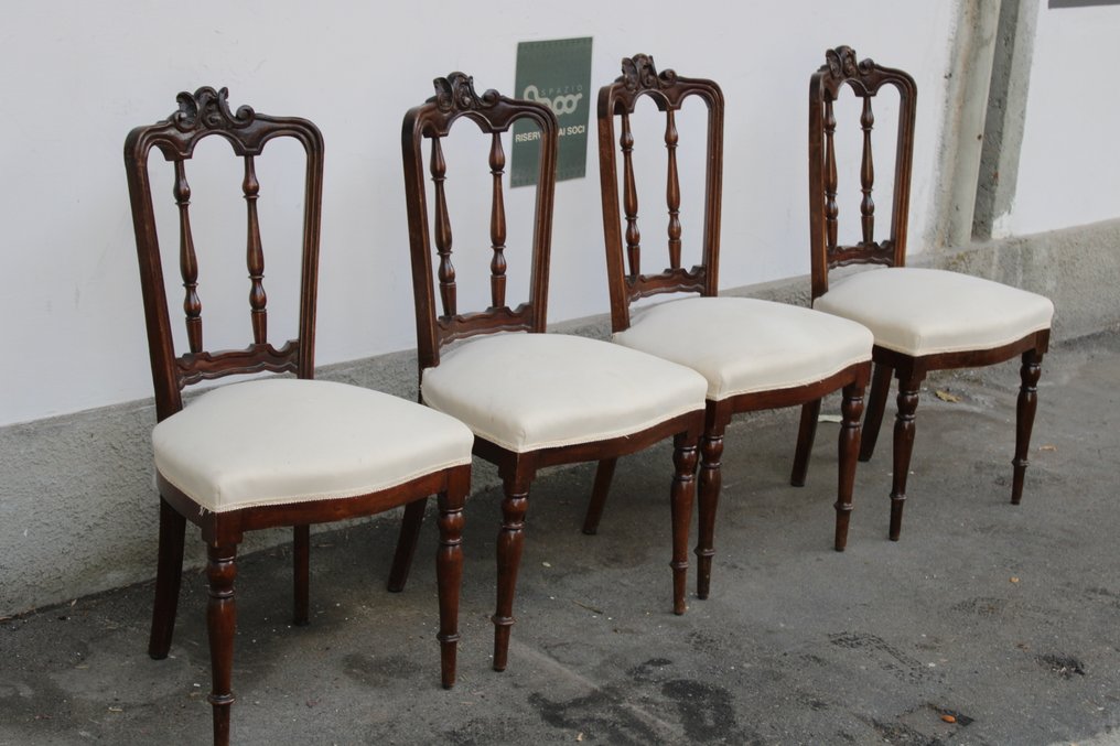 飯廳椅 (4) - 木, 紡織品 - Louis Philippe 椅子 #1.0