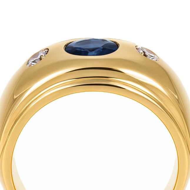 Bague - 18 carats Or jaune -  0.19ct. tw. Saphir - Diamant #2.1