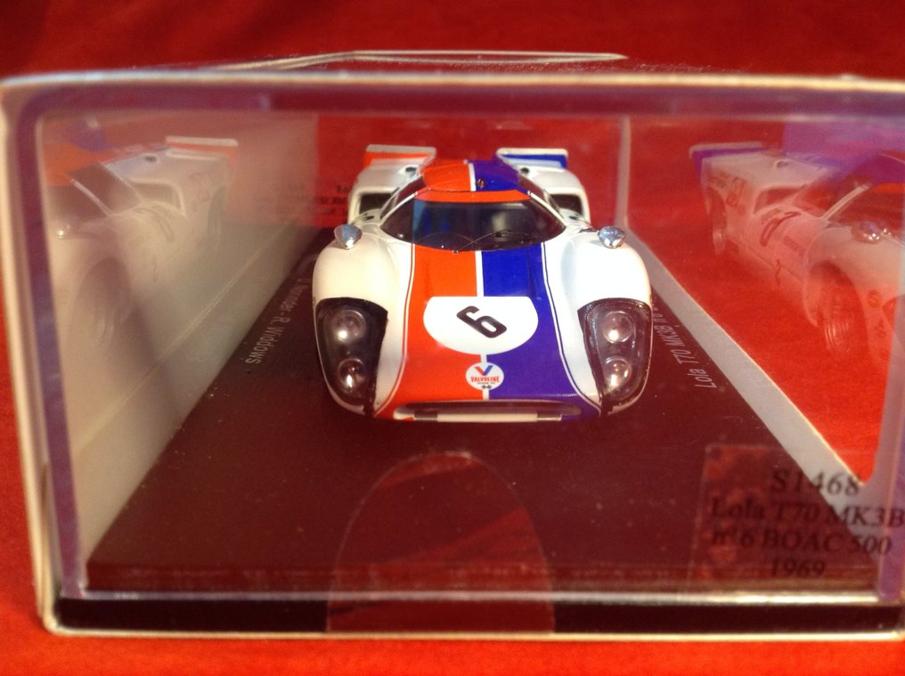 Spark 1:43 - Machetă mașină de curse - ref. #S1468 Lola T70 MkIIIB Sport 21° BOAC 6h Brands Hatch 1969 #6 Ulf Norinder/Robin Widdows - Calitate excelentă - ediție limitată - dificil de găsit astăzi. #2.1