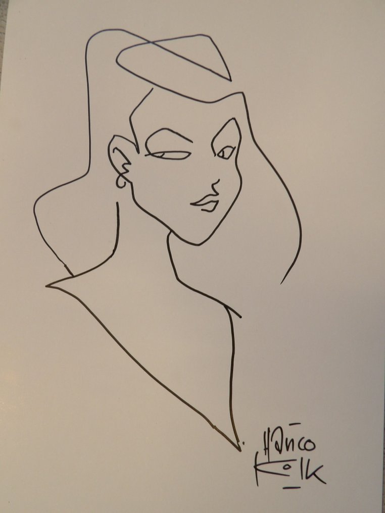 Hanco Kolk originele gestileerde (fan)-tekening - gesigneerd - 1 x 原创设计 #1.0