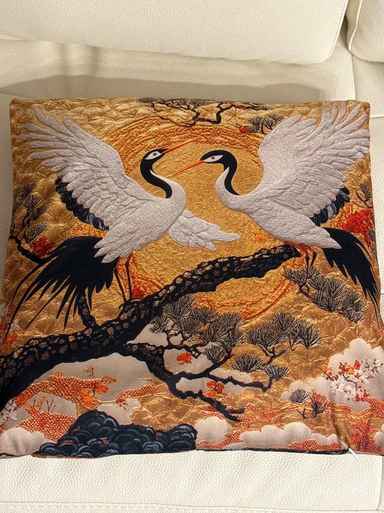 San Leucio top quality 5 μαξιλάρια διπλής όψης με εφέ κεντήματος με υδρόβια πουλιά. - Μαξιλάρι (5) #1.0