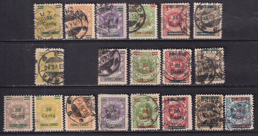 Memel 1923 - Printing expenses. - Michel: 207/212,215,217/220,222/229 #1.0