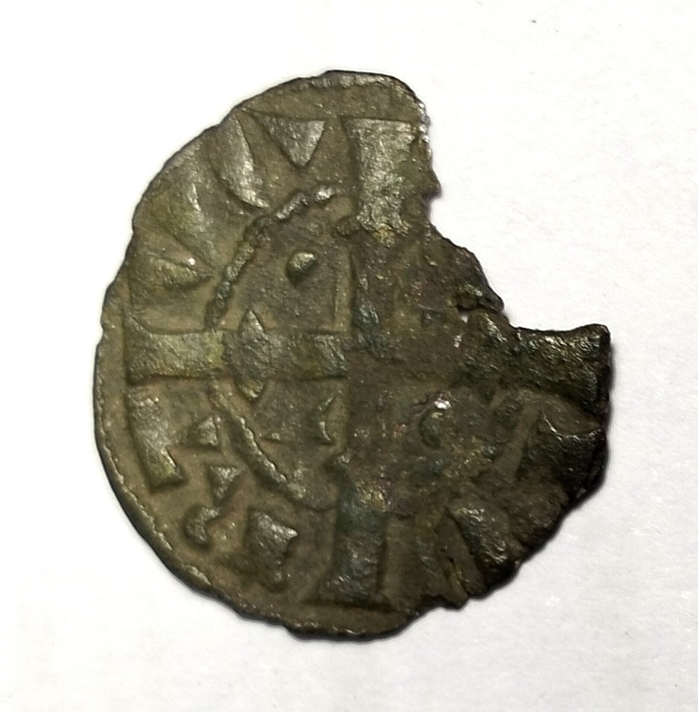 . Portogallo D. Sancho II (1223-1248). 3 Dinheiros - Bolhão ND - A/ Cruz Floreada ou Recruzetada - R/ Escudetes com Escudetes Todos Diferentes  (Senza prezzo di riserva) #3.2