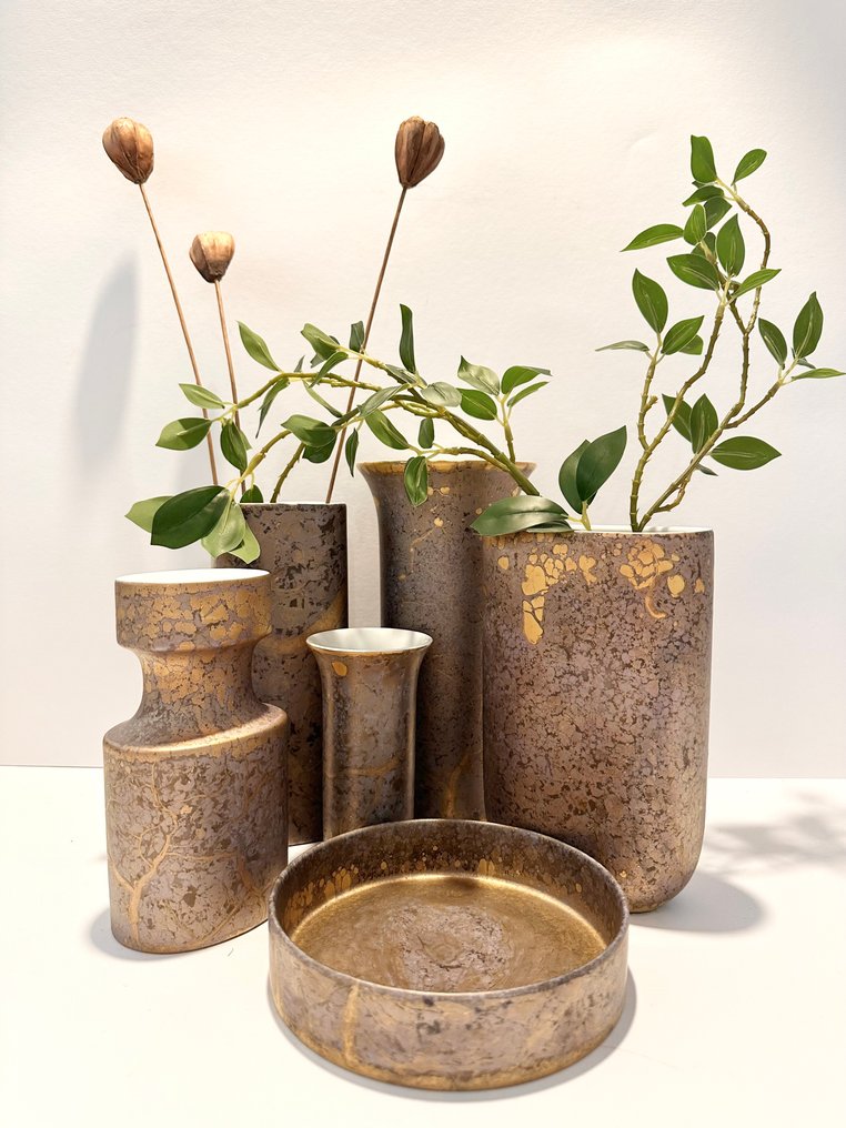 Rosenthal - Helmut Drexler - Βάζο (6) - Goldfeuer (Χρυσή Φλόγα) - Πορσελάνη - χειροποίητα ζωγραφισμένο #1.0