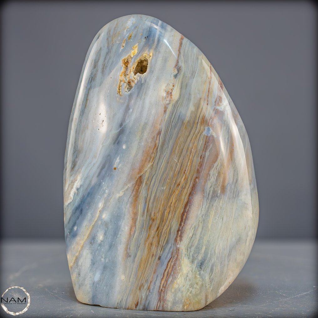 Forme libre naturelle en quartz bicolore. bandes de couleurs douces & élégance calme- 3743.14 g #1.0