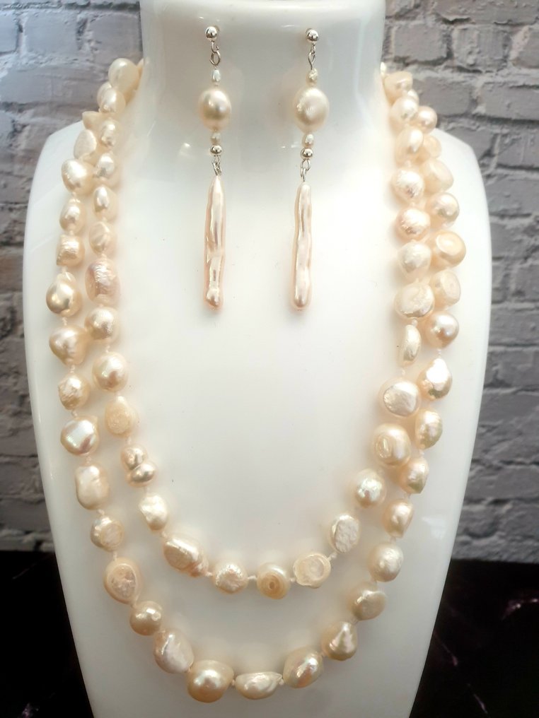 Plata, Pearl - Conjunto de joyas de 2 piezas #3.2