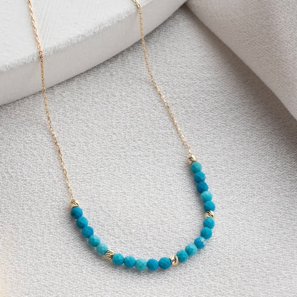 Sem preço de reserva - Handmade - Colar - 14 K Ouro amarelo Turquesa - Dorika Ball com Turquesa #1.0