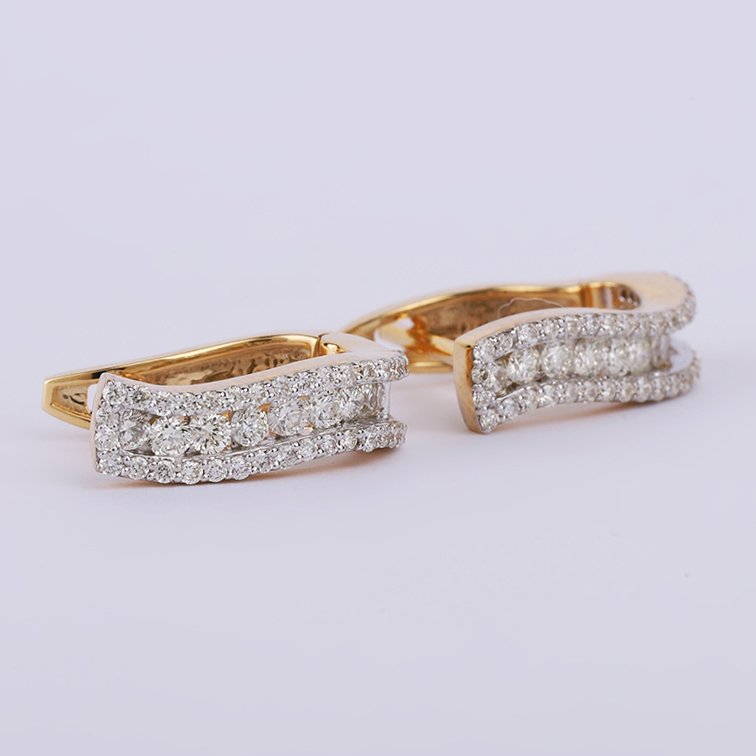 Σκουλαρίκια Huggie - 14 καράτια Κίτρινο χρυσό -  0.71ct. tw. Διαμάντι (Φυσικό) - Χρυσά Διαμαντένια Σκουλαρίκια #1.0