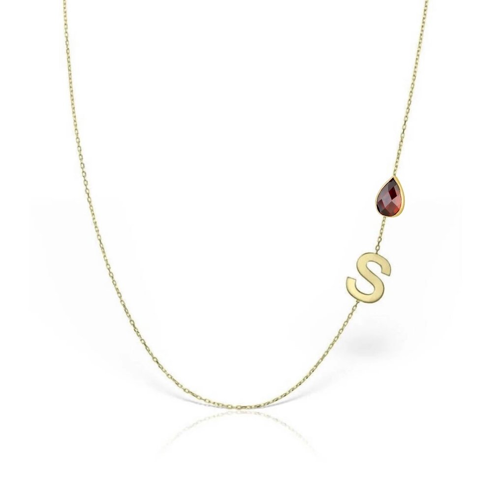 Sem preço de reserva - Handmade - Colar - 14 K Ouro amarelo Zircão - Letra personalizada com pedra #1.0