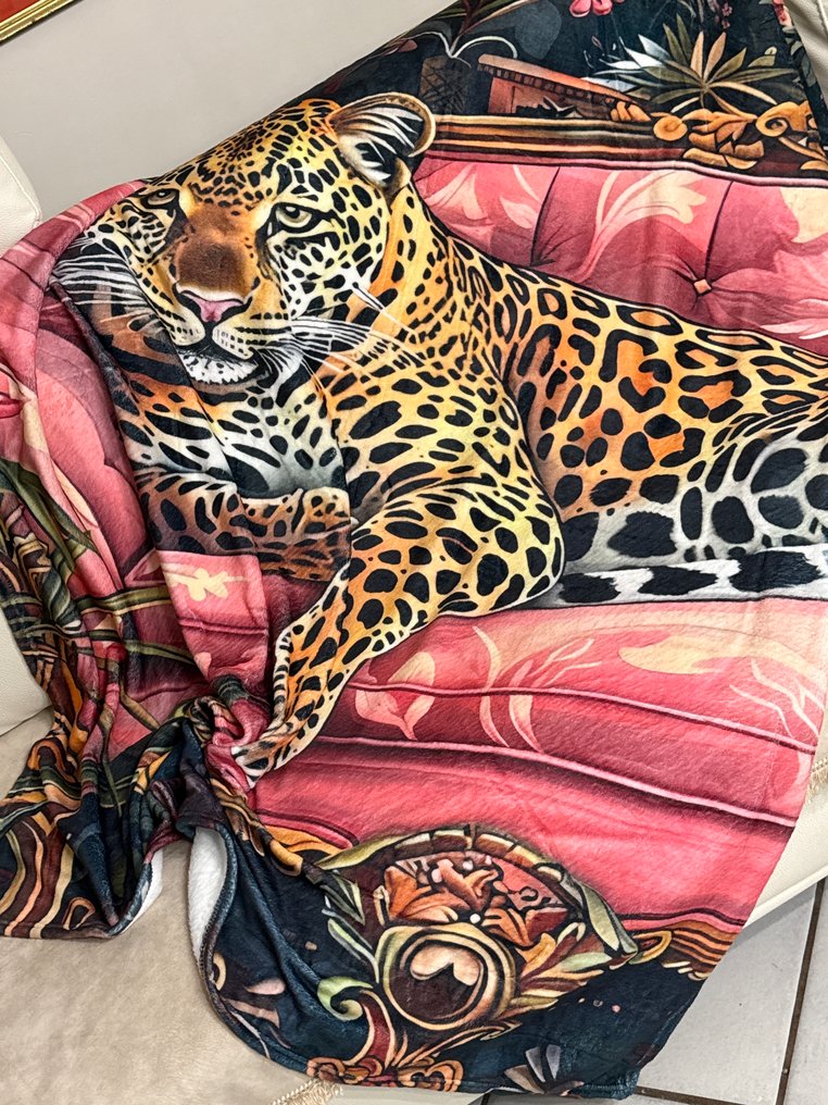 San Leucio top quality - elegante  plaid  decoro esclusivo leopardo - Plaid  - 150 cm - 130 cm #3.2
