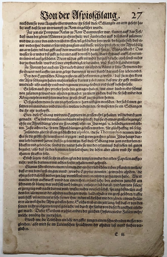 Conrad Gesner [1516-1565] - Mythological Creature, Basilisk - hand coloured woodcut - 1669 #4.3