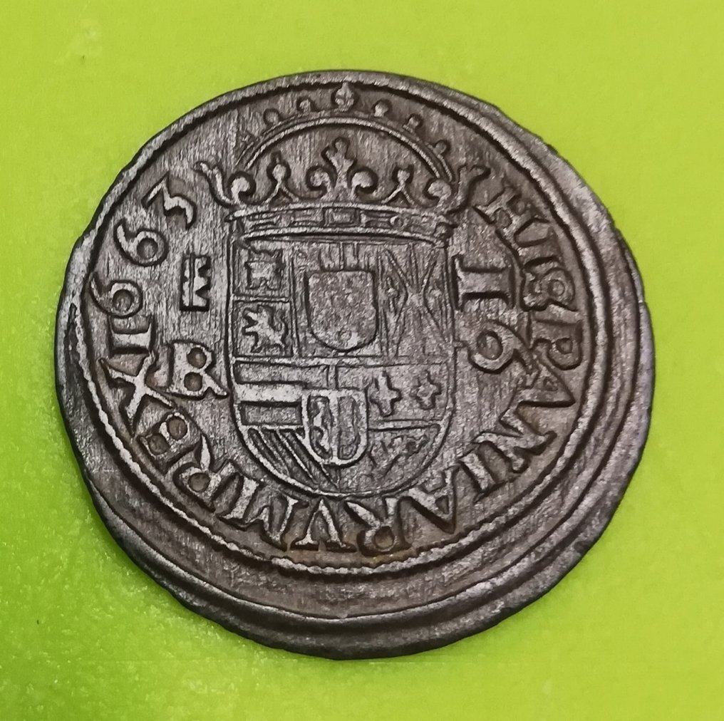 西班牙. 費利佩四世. 16 Maravedís 1663 Sevilla R  (沒有保留價) #2.1