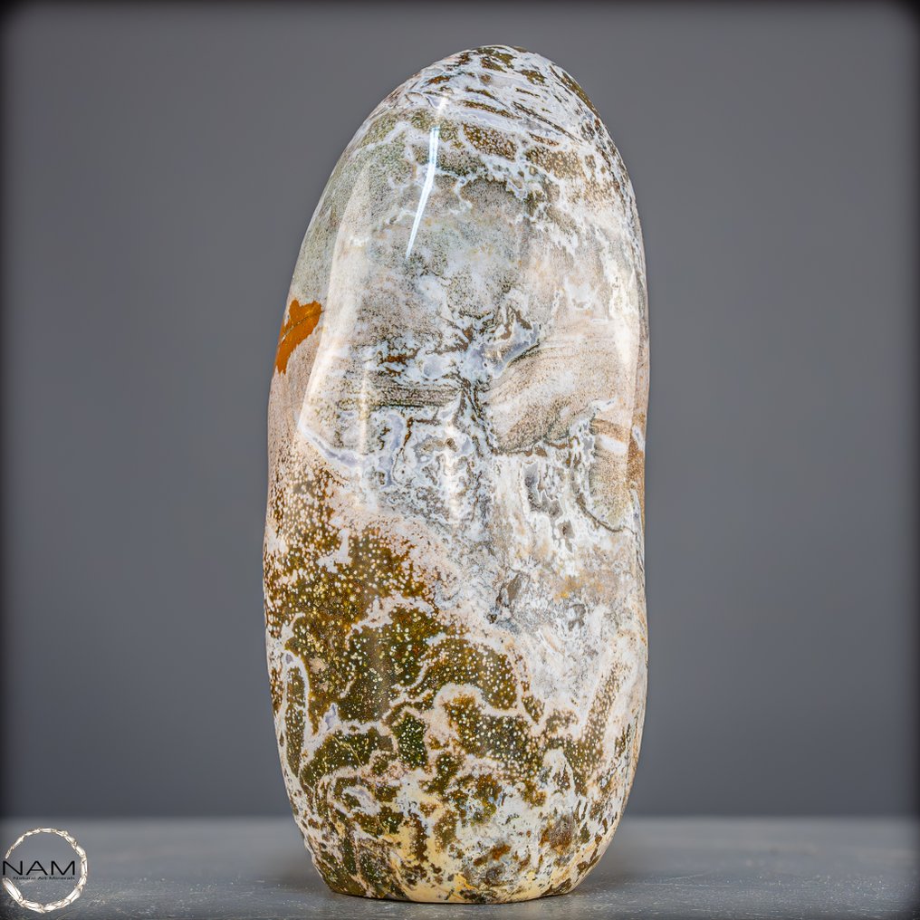 天然玛瑙碧玉不规则形状 有机的图案景观，采用土色调。- 3087.13 g #2.1