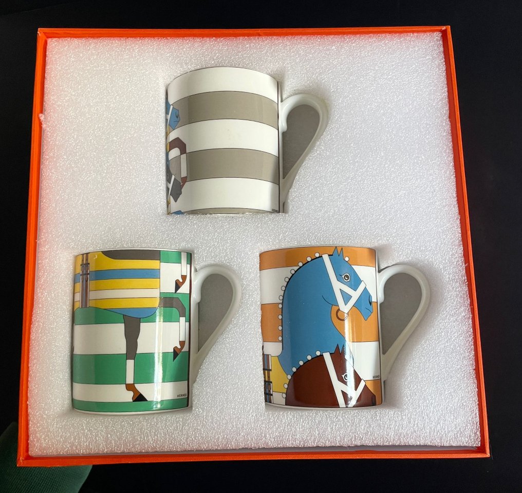 Hermes - Kopp (3) - "Rocabar" - Porslin - Originalförpackning #1.0