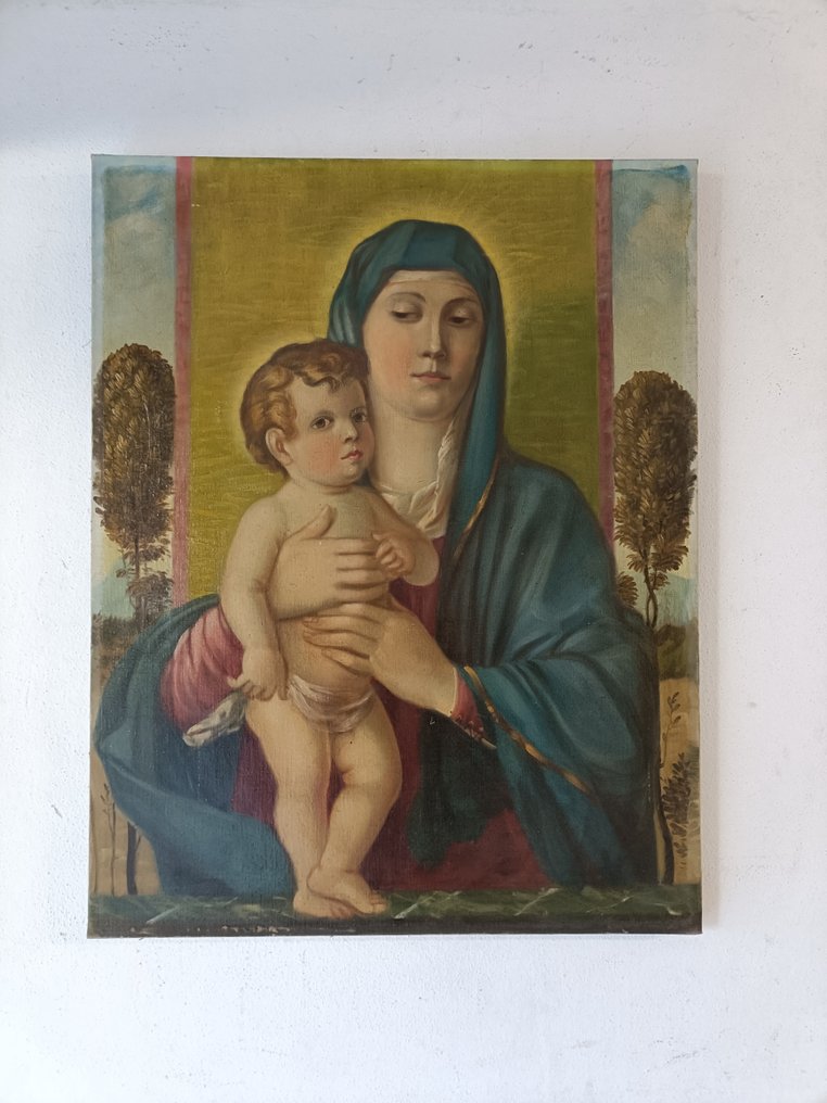 Artista religioso Italiano - Madonna col Bambino - 55 x 70 cm #3.2