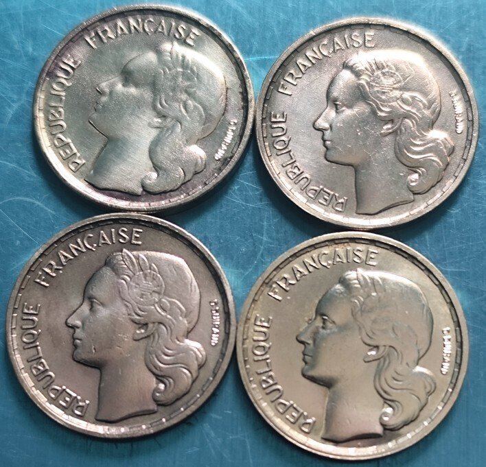 France. 10 Francs 1954 Guiraud (lot de 4 monnaies)  (No reserve price) #1.0