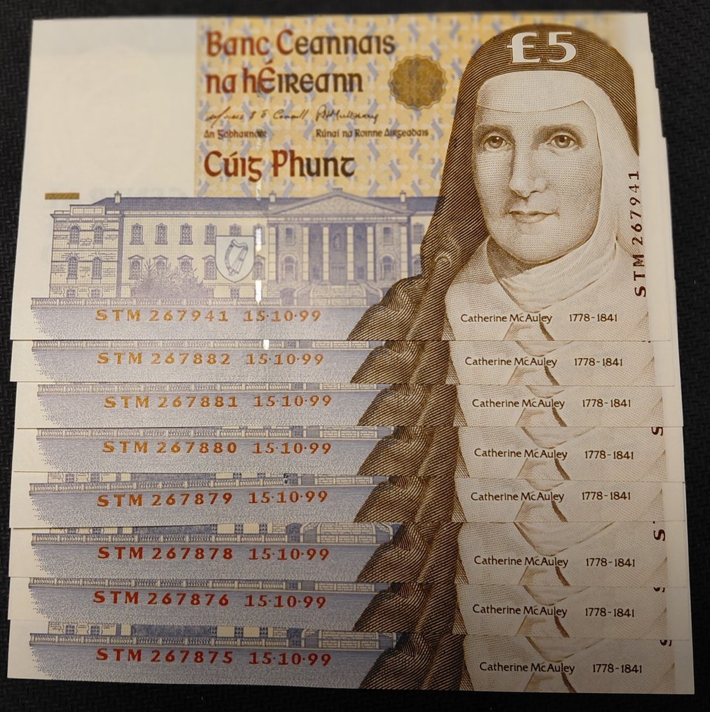 Ireland Republic. - 8 x 5 Pounds - 1994/1999 - Pick 75b  (No reserve price) #1.0
