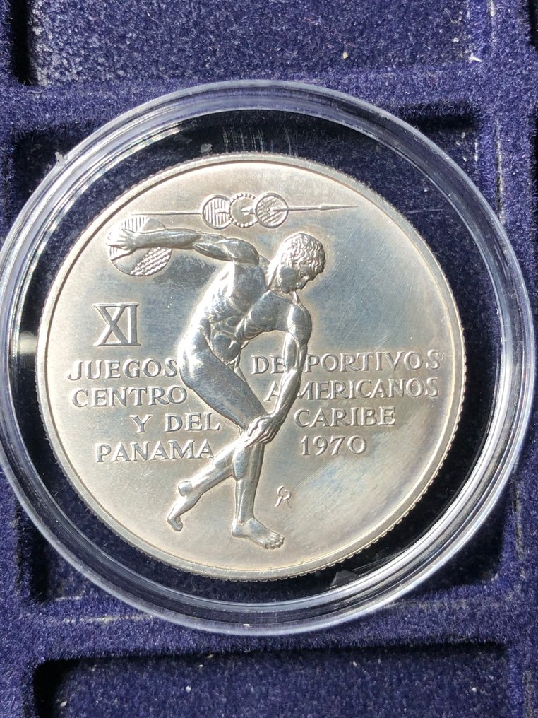 Παναμάς. 5 Balboas 1970 BU Giochi Centroamericani Argento (χωρίς τιμή ασφαλείας) #4.3
