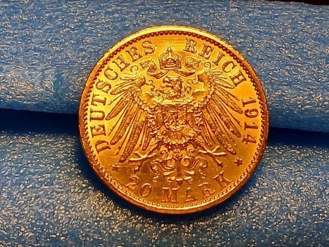 Duitsland, keizerrijk 20 Mark 1914. Preussen. Regentschaft: 1888 bis 1918  (Zonder minimumprijs) #1.0