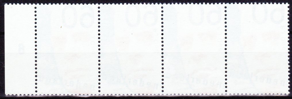 荷兰 1980 - 用4个印章的刮刀，配合明显倾斜的黑色印刷，标记为Befund H. Vleeming。 #3.2