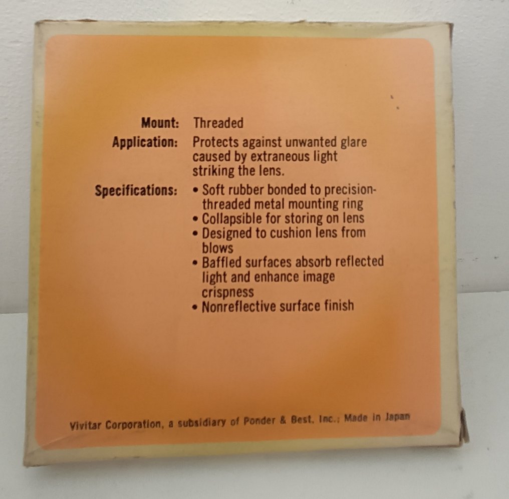 Vivitar, Eumig Collapsible Lens Hood 72mm / 62mm + Release Grip S2, S3, C5, C6. Analoge camera #4.3