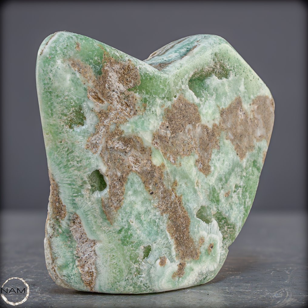 Formation naturelle d'aragonite avec une structure verte unique objet de collection rare- 485.29 g #1.0