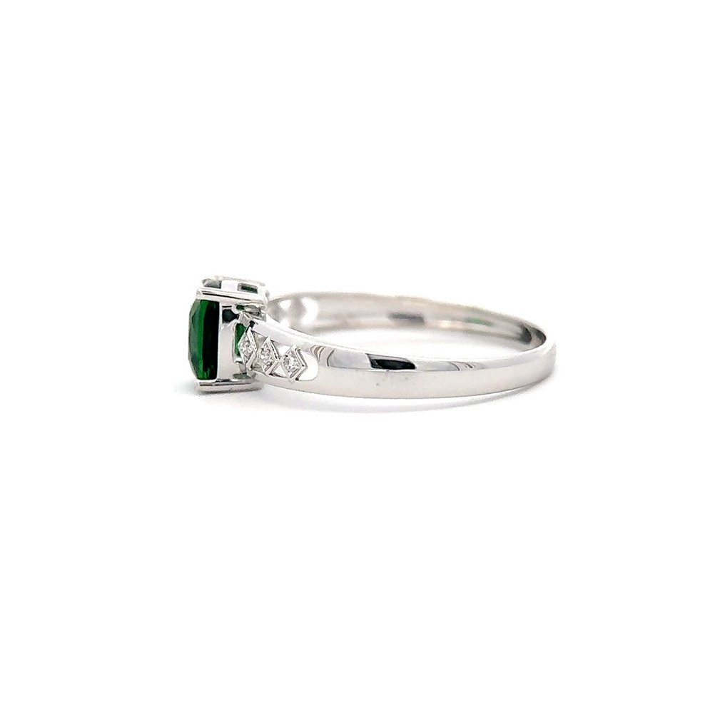 Ring - 14 kt. White gold - 1.05ct. tw. Tsavorite - Diamond #2.1