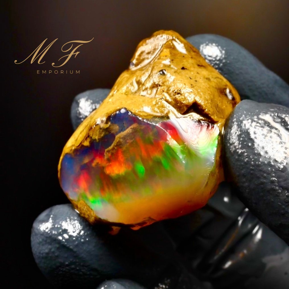 尊享 - 78克拉 - 天然水晶欧泊 AAA+++ - 未处理 高品质水晶欧泊 - 高度: 35 mm - 闊度: 30 mm- 15.68 g - (1) #4.3