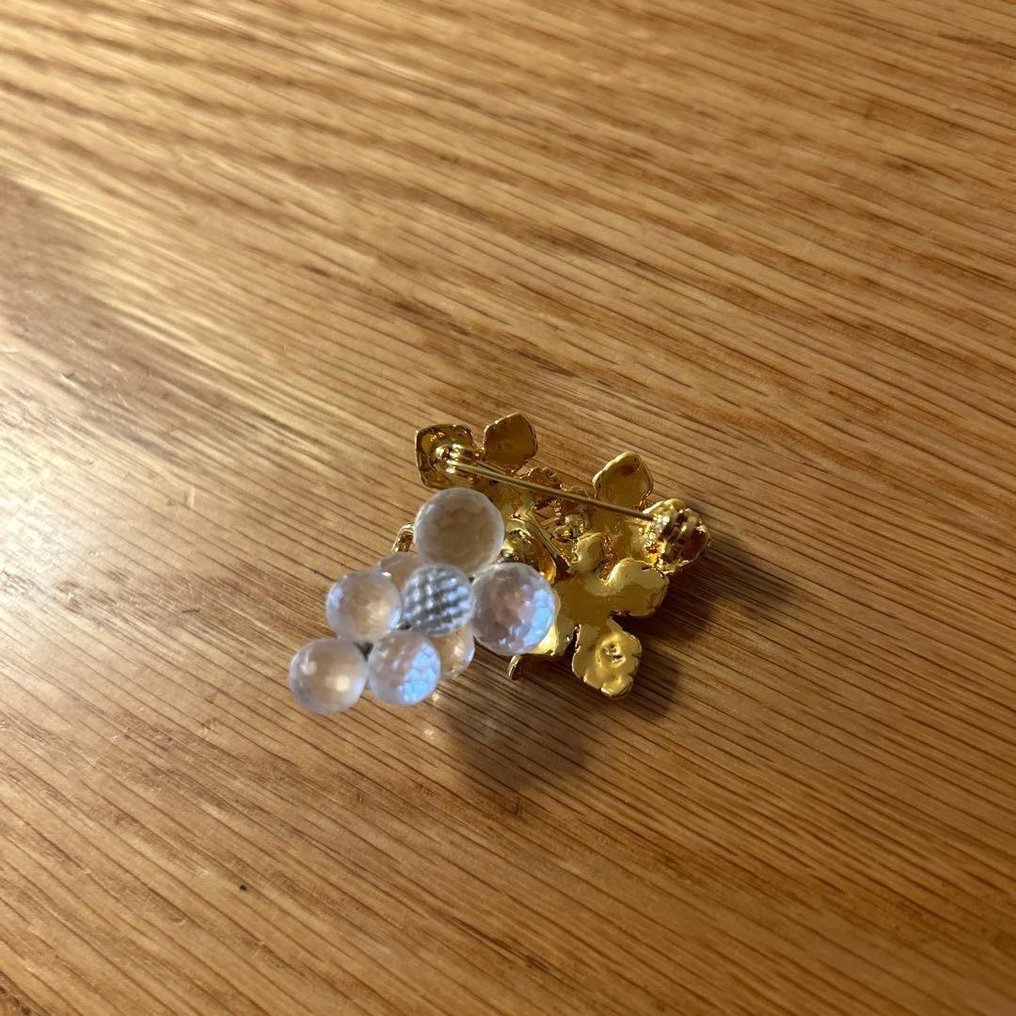 Swarovski - Swarovski “Crystal Memories” 葡萄胸针 — 透明水晶与金色调饰面，附原装盒子 - 胸针 #3.2