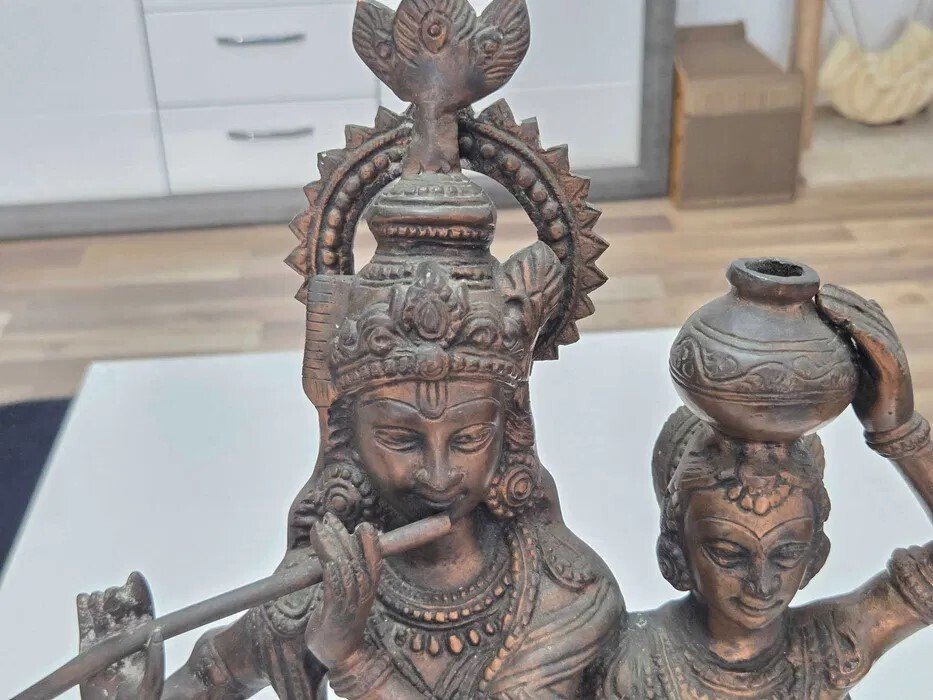 Γλυπτό, Krishna and Radha 54 cm - 54.5 cm - Πατιναρισμένος μπρούτζος #4.3
