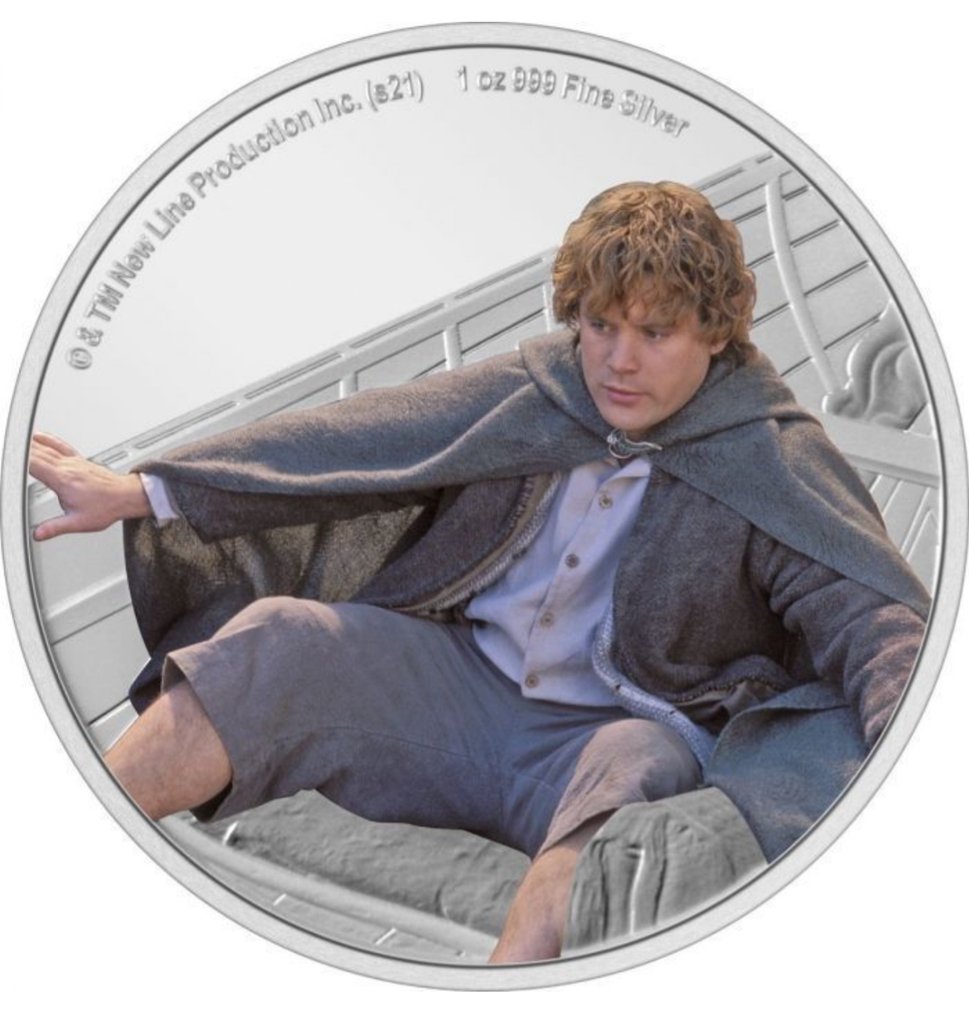 Niue. 2 Dollars 2021 Der Herr der Ringe™ Classic Samwise Gamgee™, 1 Oz (.999) #1.0