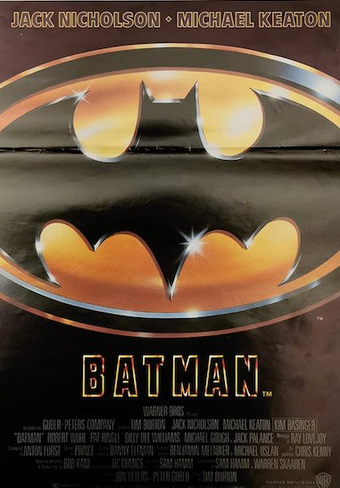 Poster - Michael Keaton - Jack Nicholson - Kim Bassinger - Tim Burton - 1989 - Batman - B31 #1.0