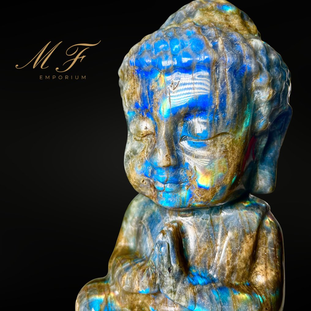 Premium - XXL Labradorite Buddha Carving - Height: 190 mm - Width: 100 mm- 1850 g - (1) #1.0