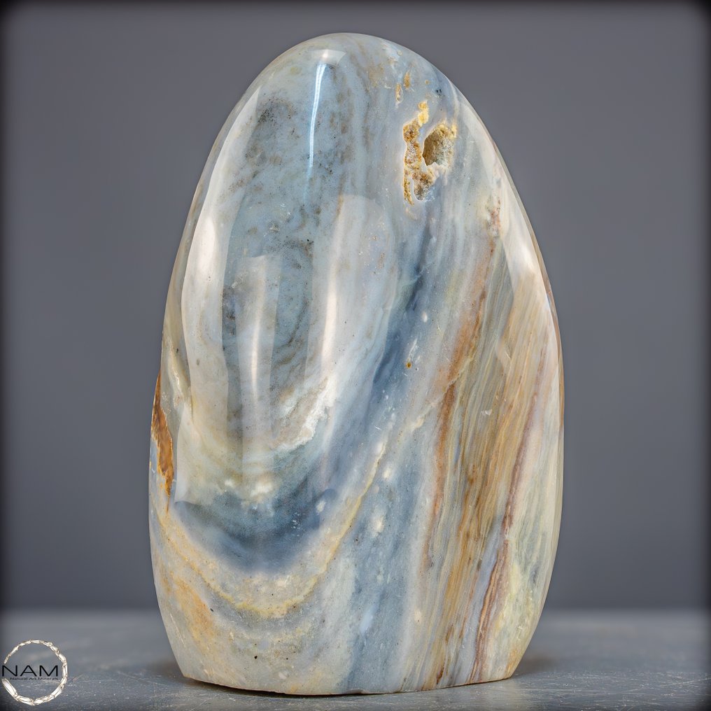 Forme libre naturelle en quartz bicolore. bandes de couleurs douces & élégance calme- 3743.14 g #1.0