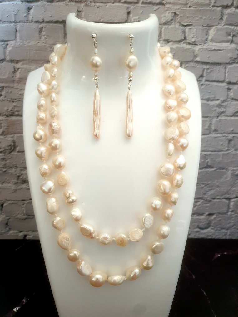 Plata, Pearl - Conjunto de joyas de 2 piezas #1.0