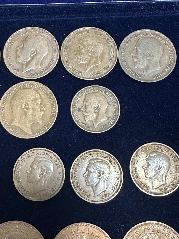Regno Unito. George V - Elisabeth II. Set of 52x British coins 1900’s / 1920-1967 (Senza prezzo di riserva) #2.1