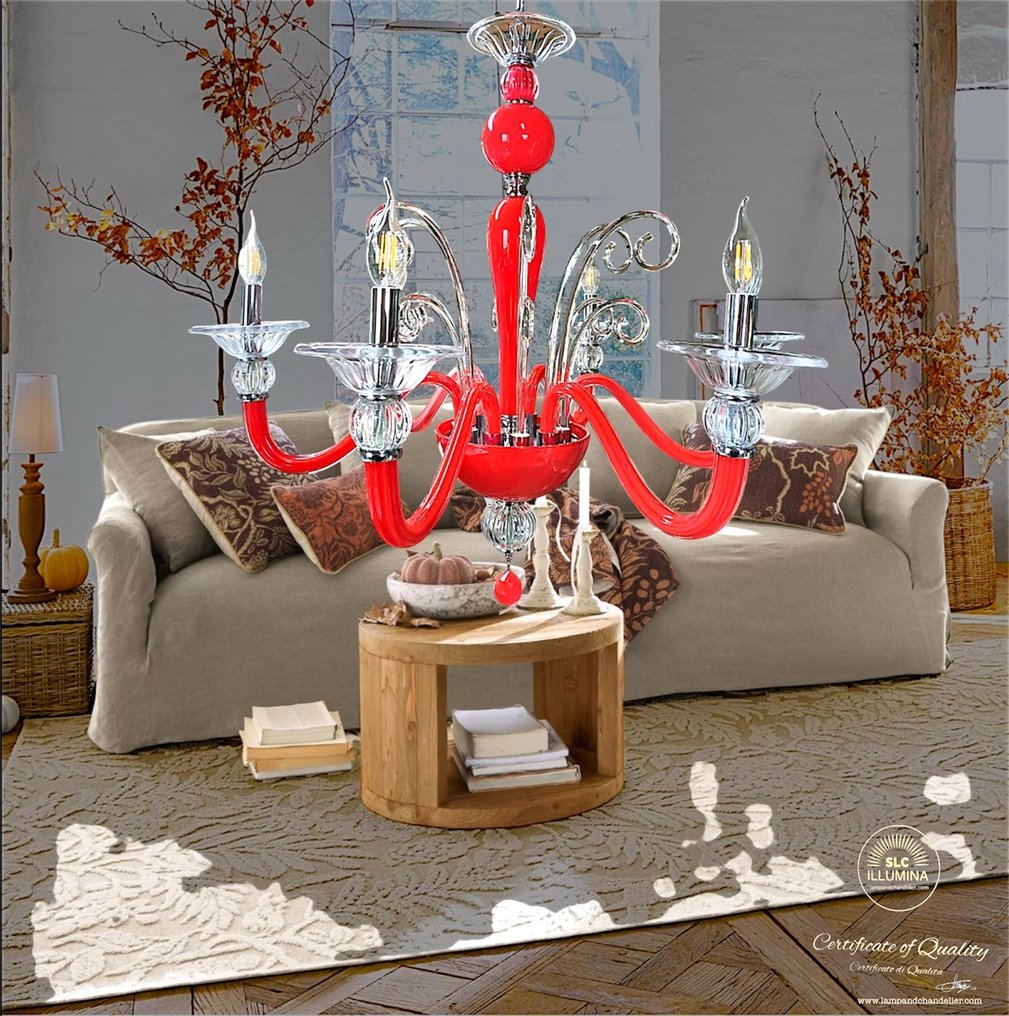SLC Illumina - MG - Candelabru - Cristal - Lampadario Red Color 6L #1.0