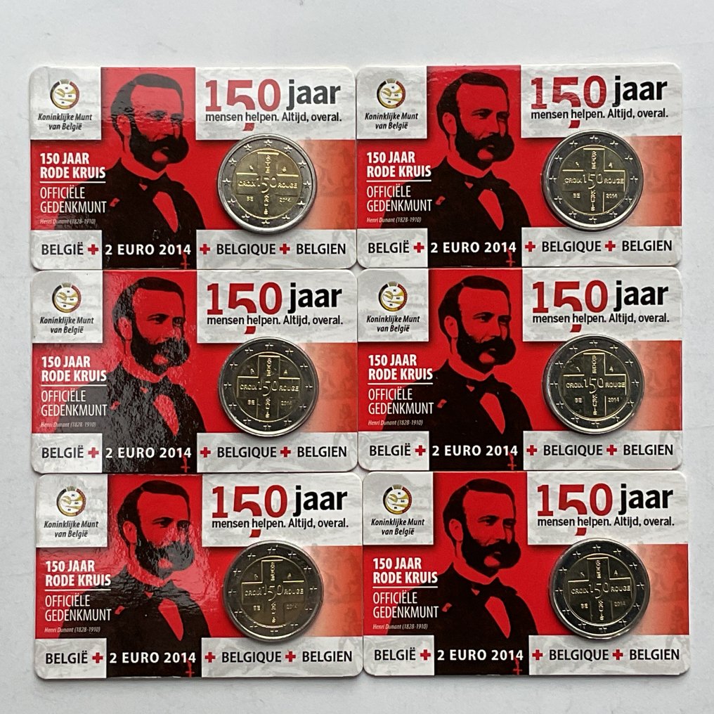 比利時. 2 Euro 2014 "Red Cross" (6 coincards)  (沒有保留價) #1.0