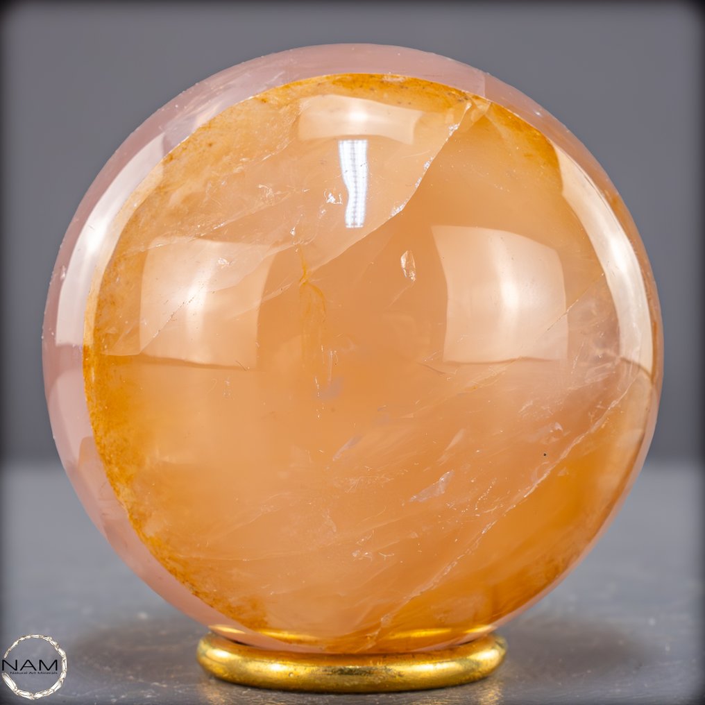 Φυσική σφαίρα ροζ χαλαζία και χρυσού healer χαλαζία Ήπιοι ροζ τόνοι με χρυσή γραμμή φωτός.- 809.15 g #3.2