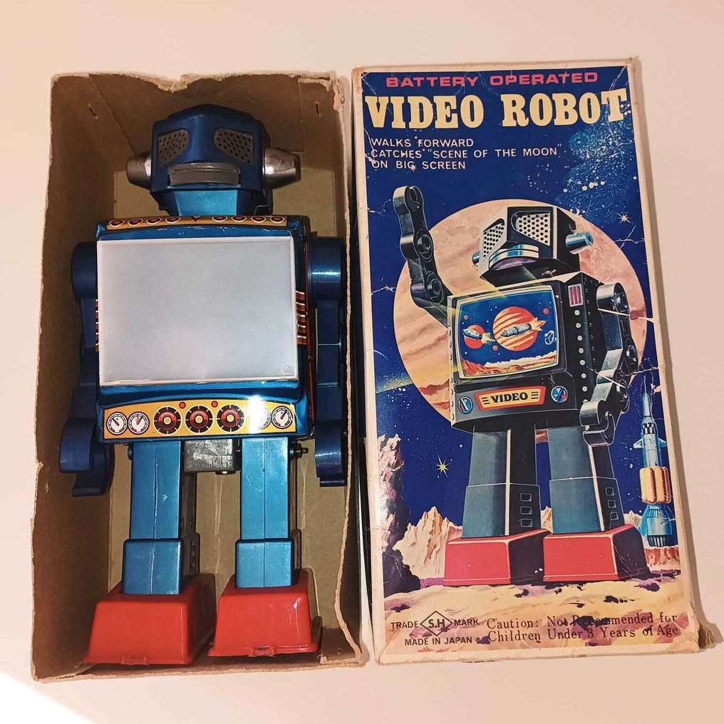 S.H. Horikawa - Τσίγκινο παιχνίδι - Battery Operated Video Robot, Boxed - 1960-1970 - Ιαπωνία #1.0